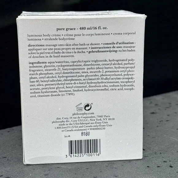 Philosophy Pure Grace Luminous Body Creme 16 Oz New - Picture 2 of 3